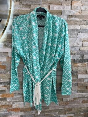 Dennis Basso Printed Belted Cardigan Sweater 🇨🇦